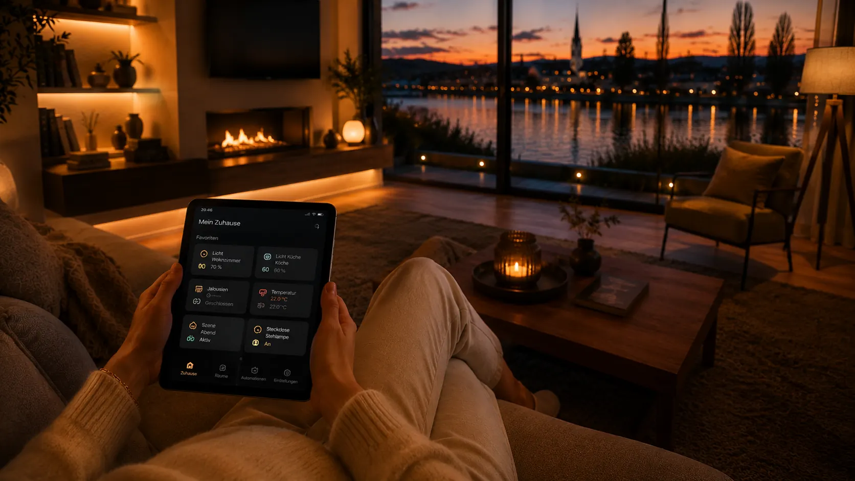 Smart Home Wohnzimmer Stimmungsbild – Smart am Rhein
